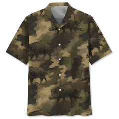 Hog Camouflage Graphic Pattern Hawaiian Shirt