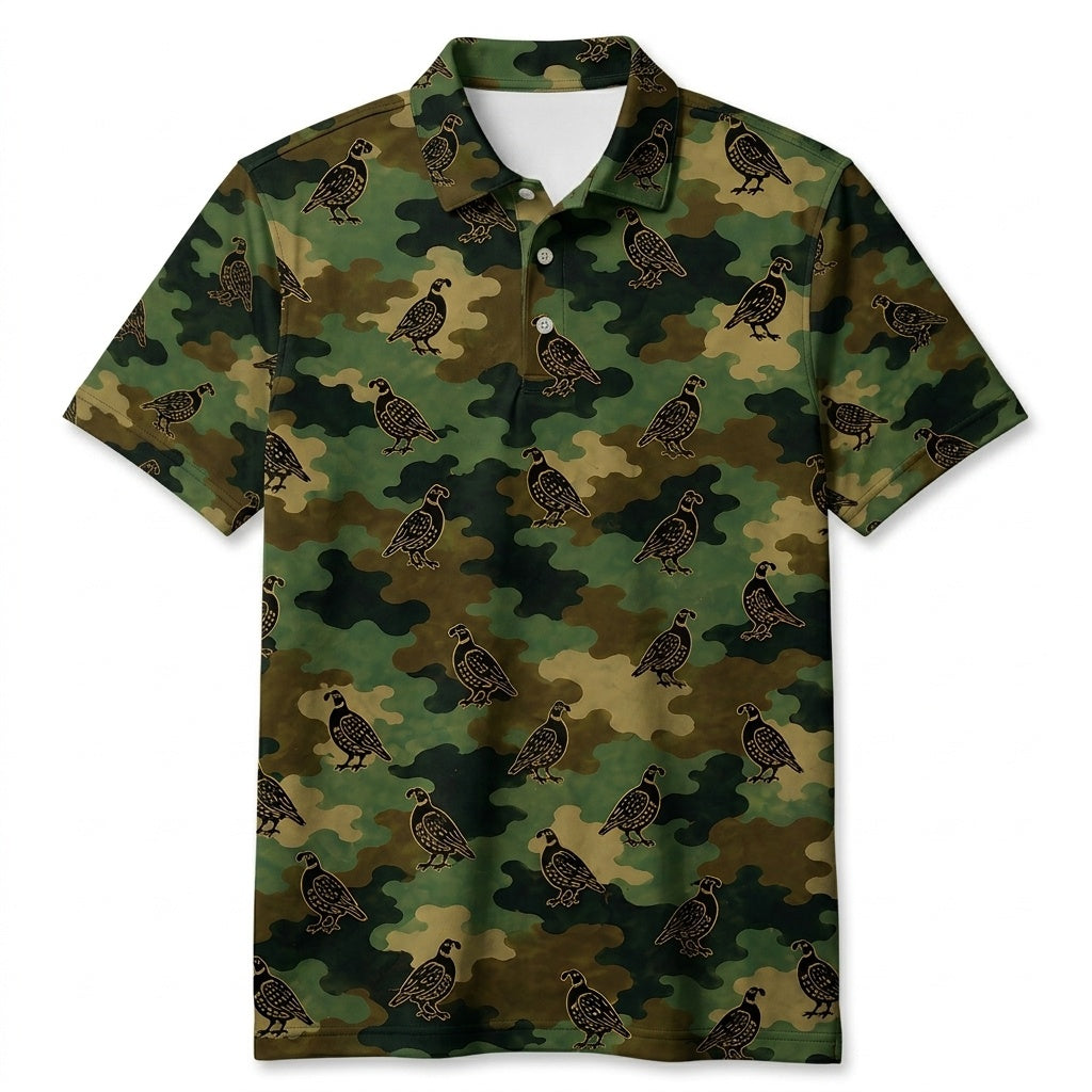 Quail Camouflage Millitary Men Polo Shirt