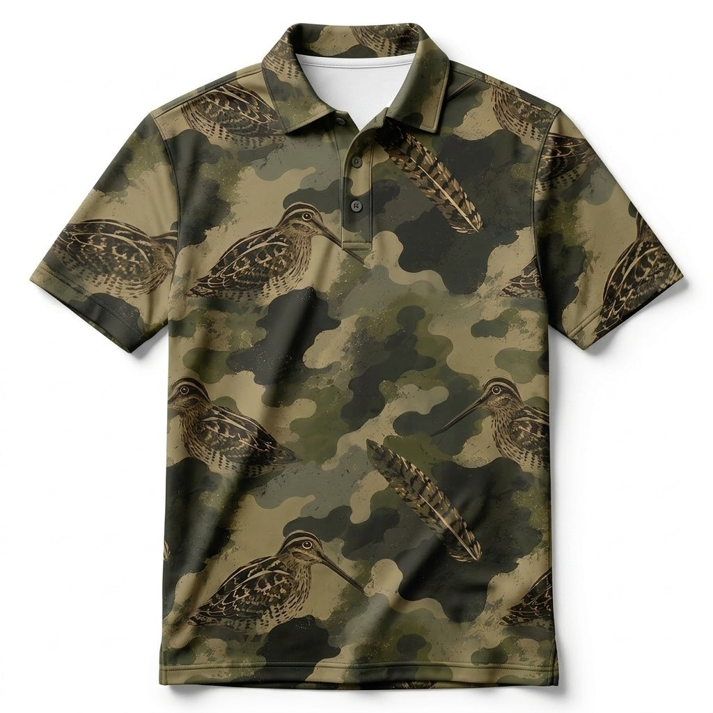 Snipe Camouflage Graphic Pattern Men Polo Shirt