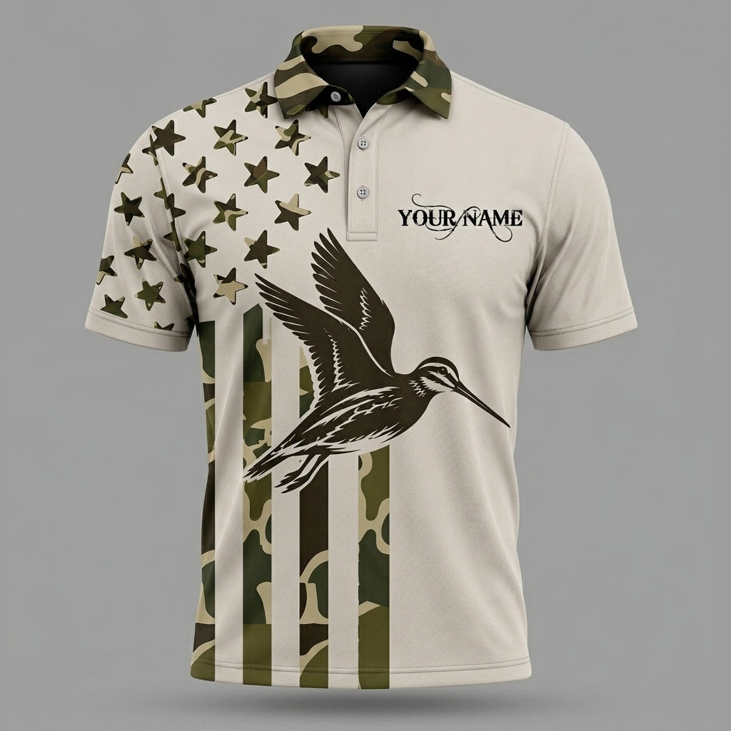 Custom Name Snipe Hunting Camouflage Style Men Polo Shirt