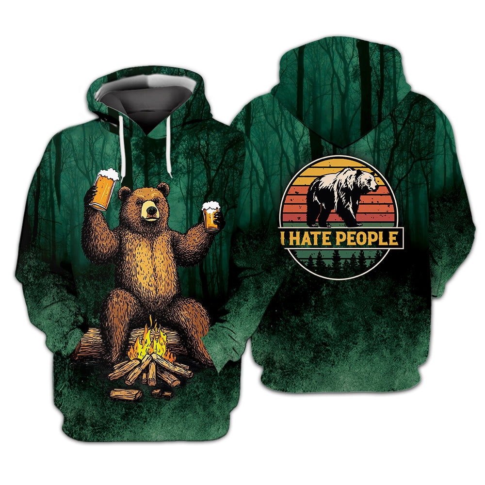 I Hate People Drinking Bear All Over Print Shirt