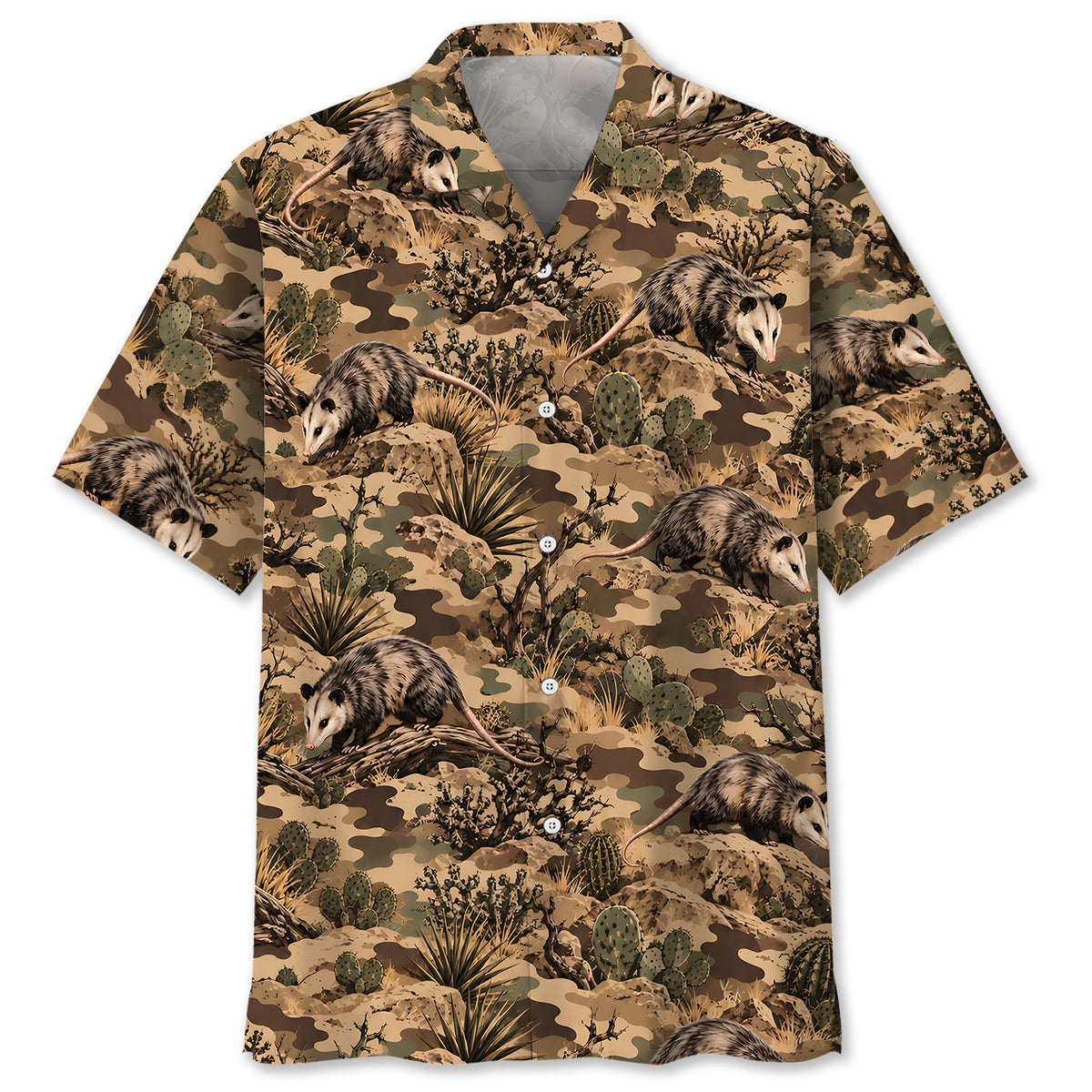Desert Opossum Camo Pattern Hawaiian Shirt