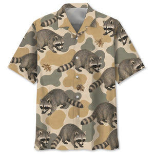 Raccoon Camouflage Hawaiian Shirt