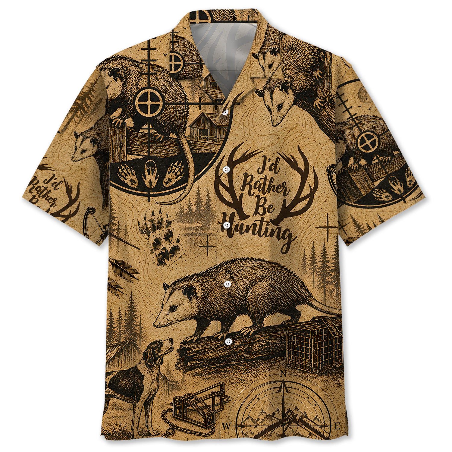 Opossum I'd Rather be Hunting Hawaiian Shirt
