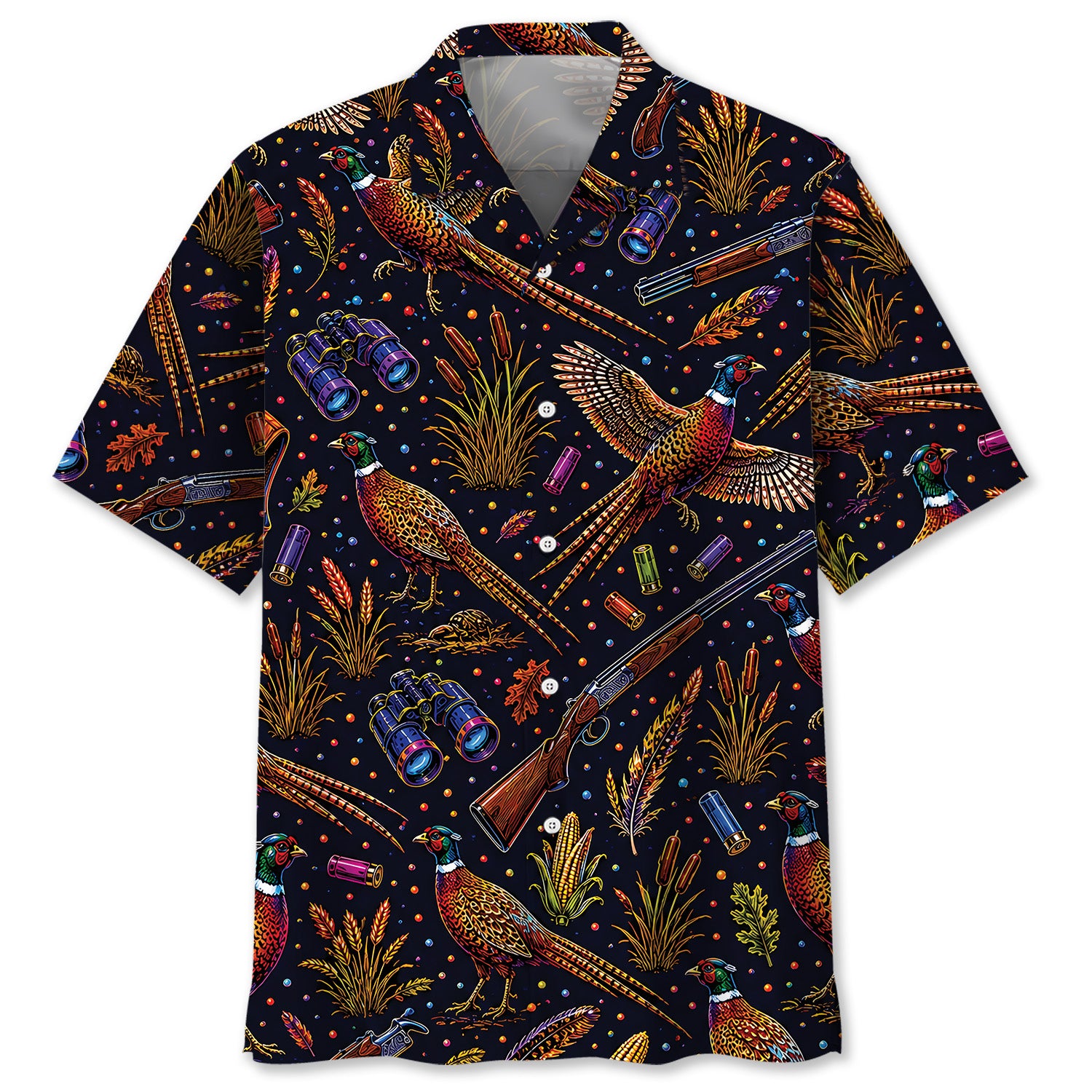 Pheasant Hunting Graphic Pattern Hawaiian Shirt