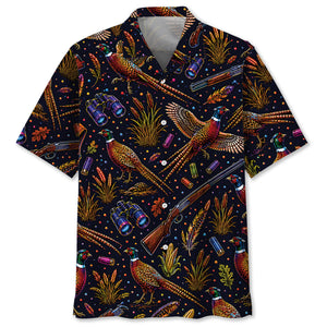 Pheasant Hunting Graphic Pattern Hawaiian Shirt