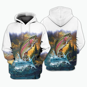 Rainbow Trout Fishing Sunset Strike All Over Print Shirt