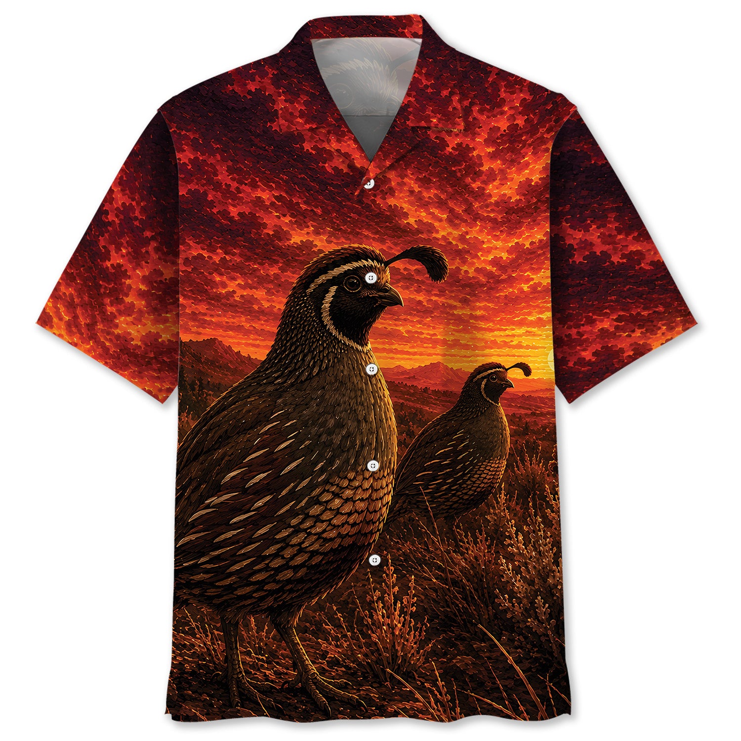 Quail Hunting Burnt Sky Hawaiian Shirt