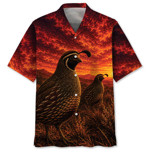 Quail Hunting Burnt Sky Hawaiian Shirt