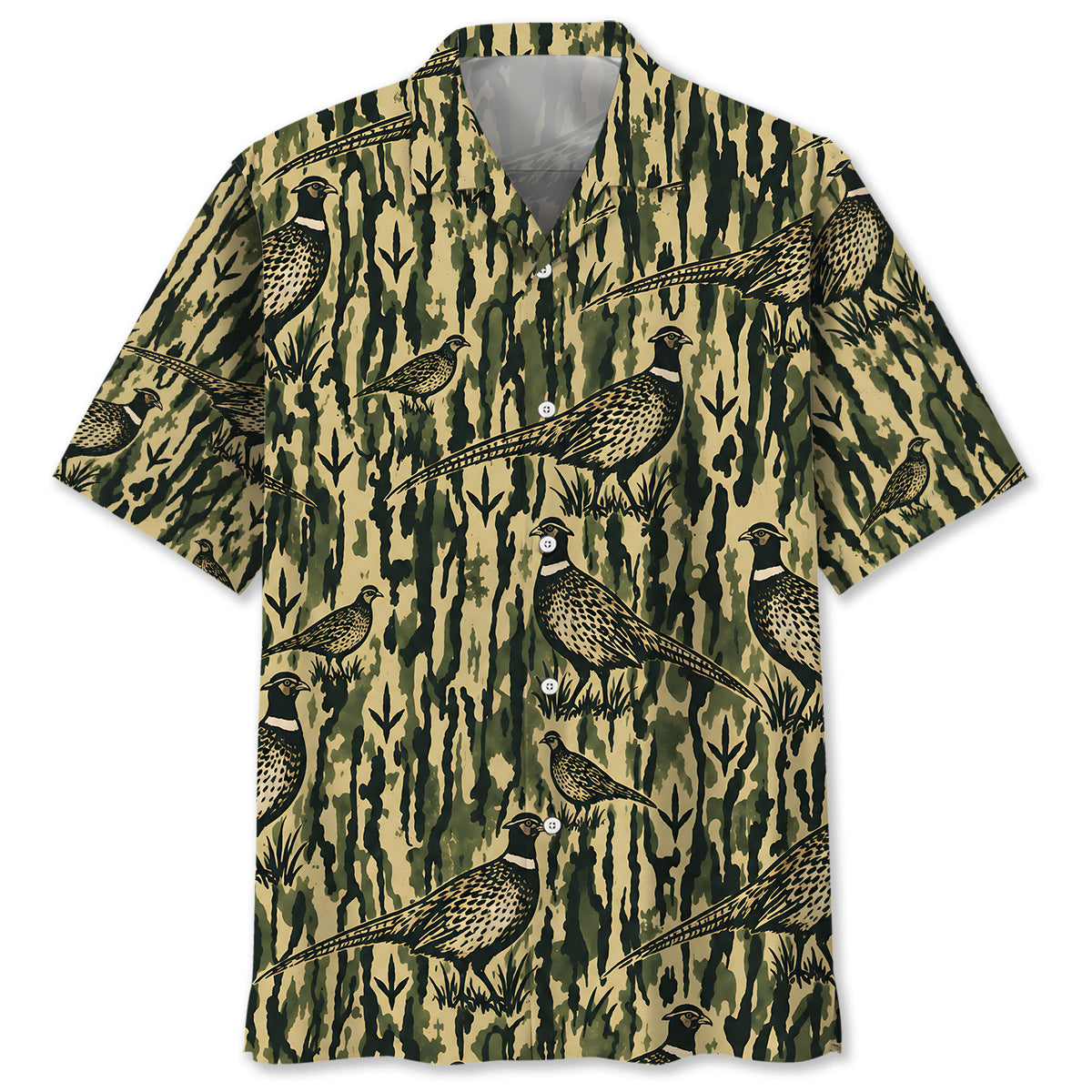 Pheasant Stripe Camouflage Hawaiian Shirt