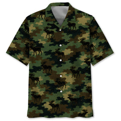 Moose Camouflage Millitary Hawaiian Shirt