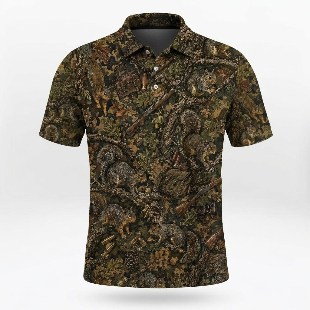 Vintage Squirrel Hunting Men Polo Shirt