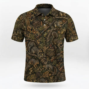 Vintage Squirrel Hunting Men Polo Shirt