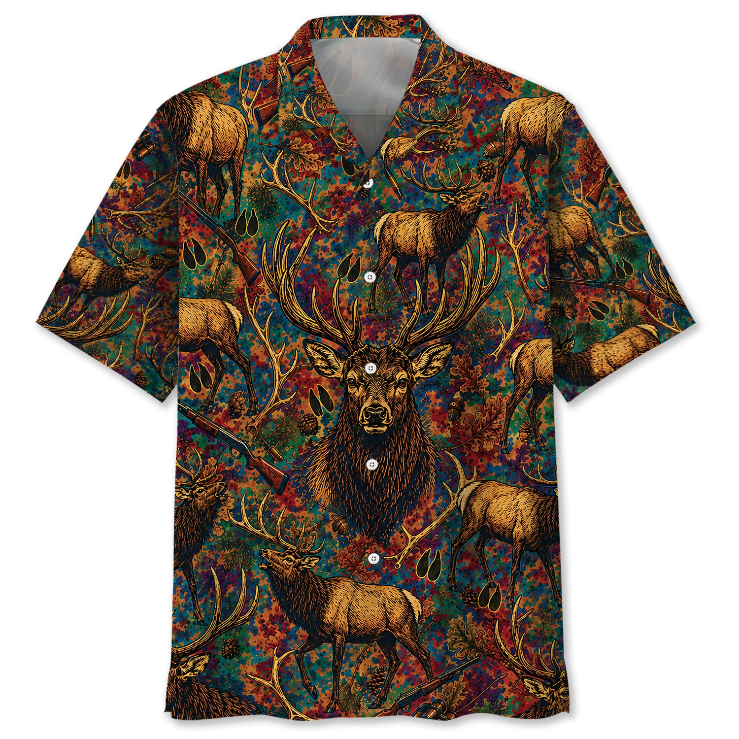 Psychedelic Elk Hunting Hawaiian Shirt