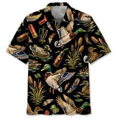 Duck Hunting Retro Black Hawaiian Shirt