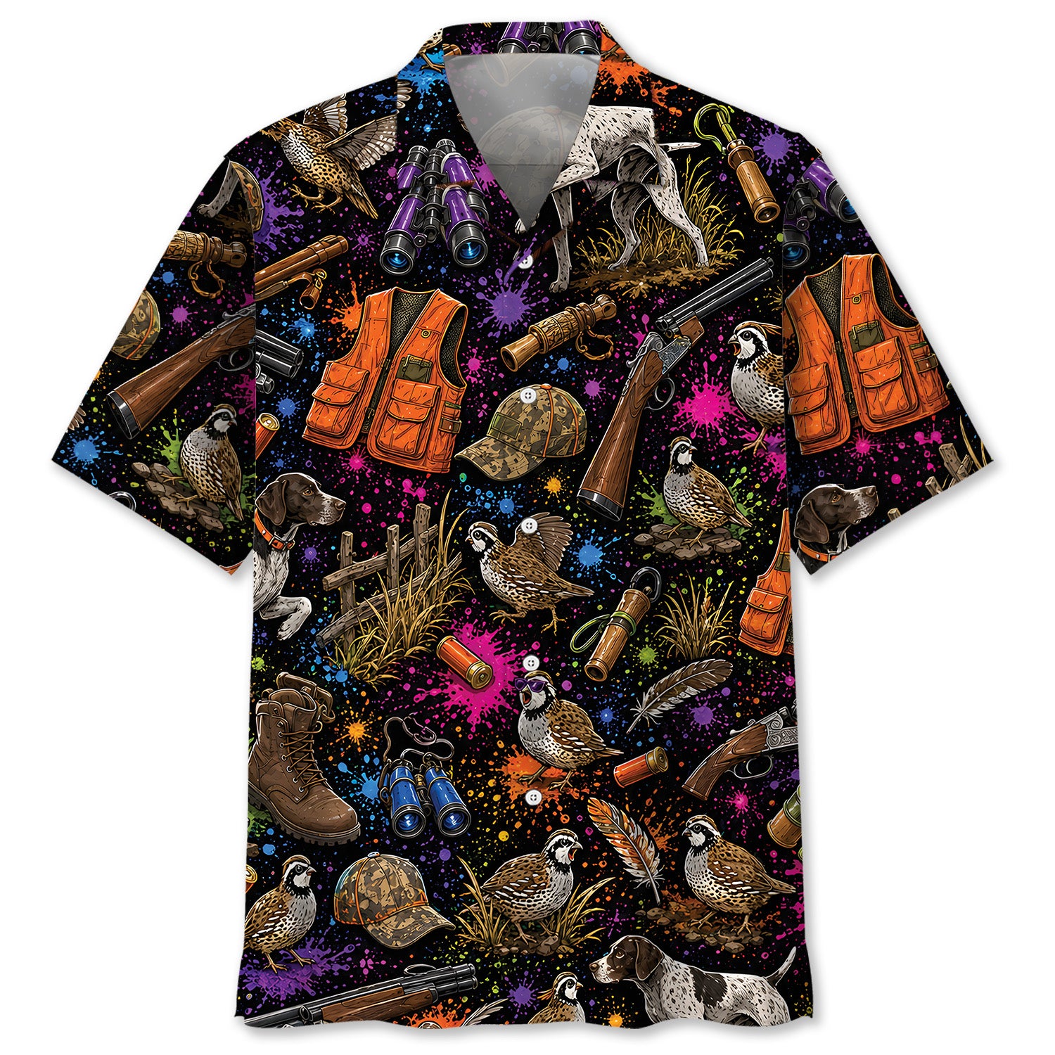 Retro Quail Hunting Colorful Hawaiian Shirt
