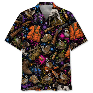 Retro Quail Hunting Colorful Hawaiian Shirt