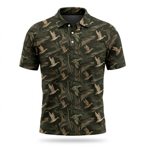 Vintage Camo Duck Hunting Polo Men Shirt