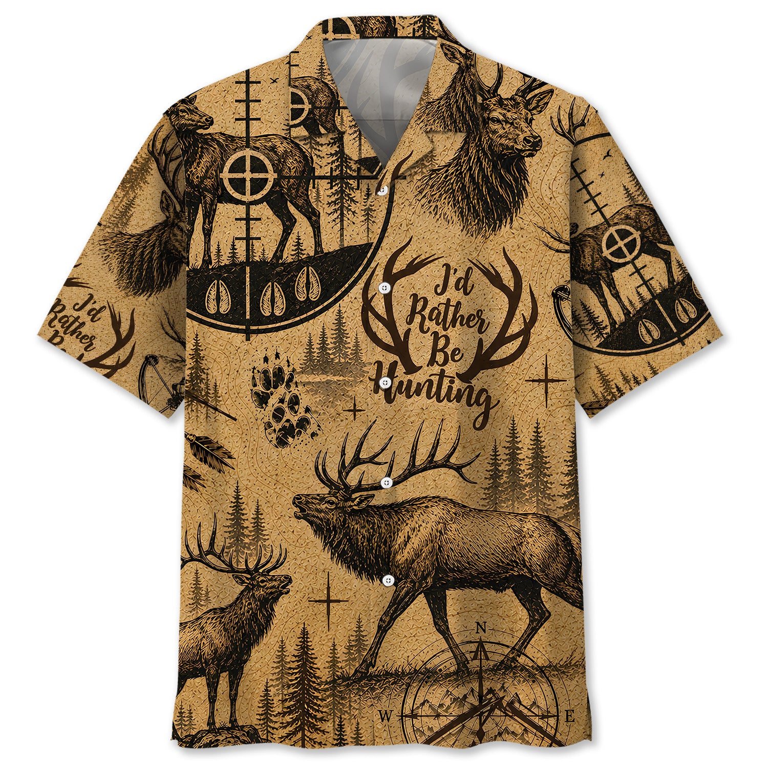 Elk I'd Rather Be Hunting Hawaiian Shirt
