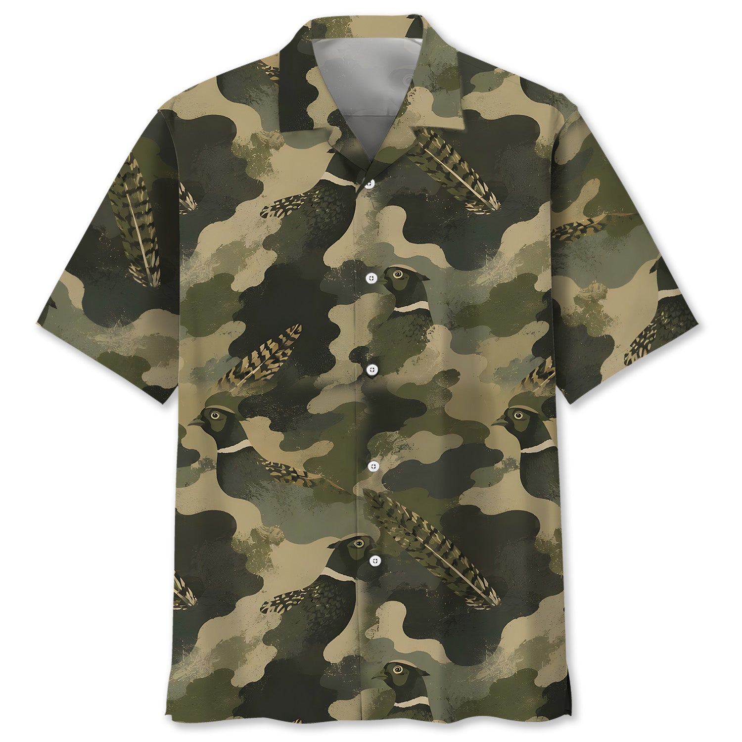 Pheasant Camouflage Ring Necked Pattern Hawaiian Shirt