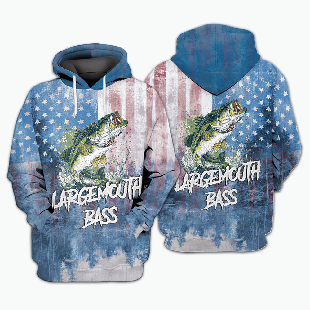 Largemouth Bass American Flag All Over Print Shirt