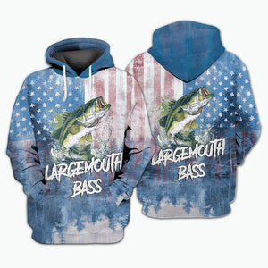 Largemouth Bass American Flag All Over Print Shirt