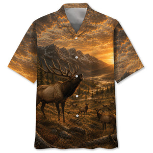 Elk Hunting Nature Hawaiian Shirt