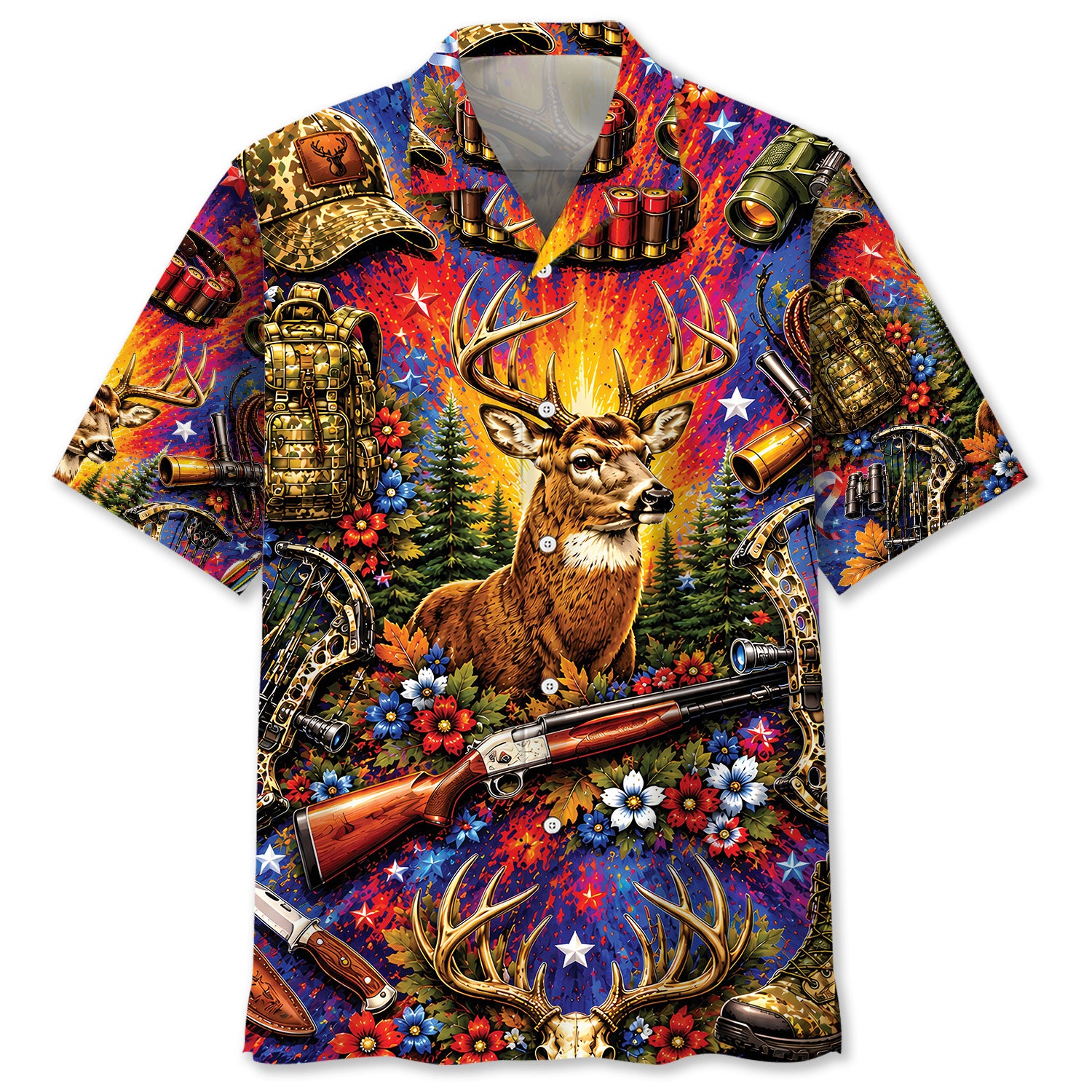 Colorful Deer Vintage Art Hawaiian Shirt