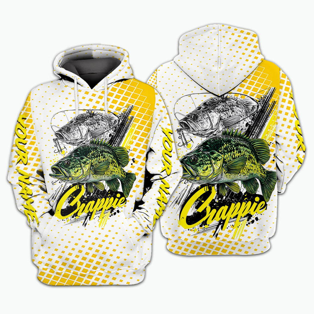 Custom Name Crappie Fish Yellow All Over Print Shirt