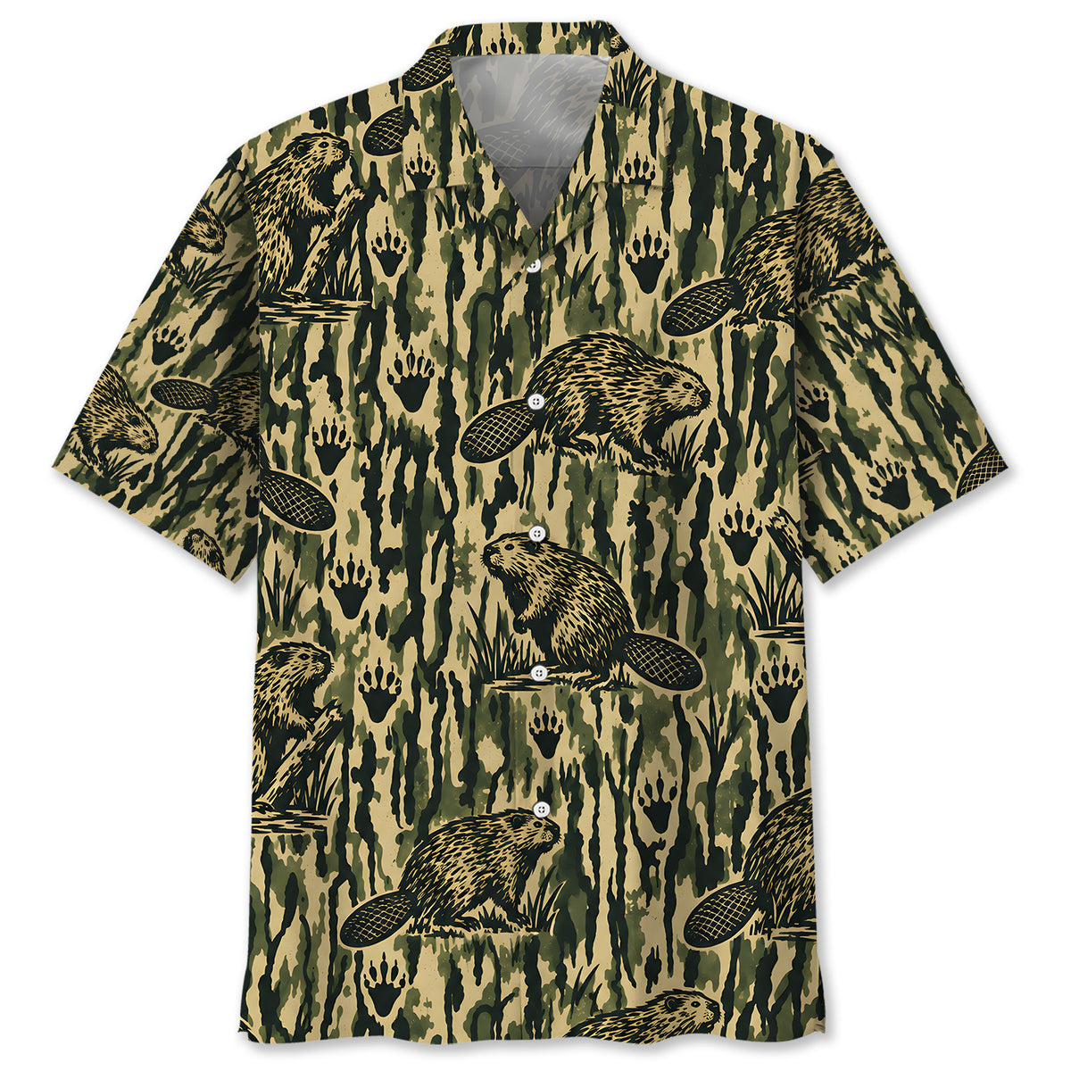 Beaver Stripe Camouflage Hawaiian Shirt