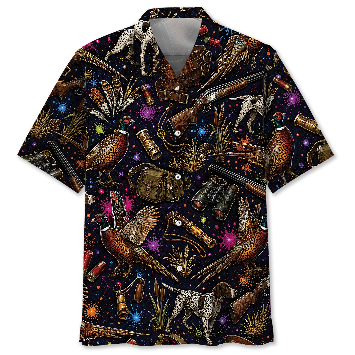 Retro Pheasant Hunting Colorful Hawaiian Shirt