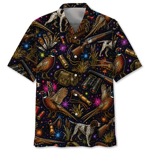 Retro Pheasant Hunting Colorful Hawaiian Shirt