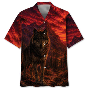 Wolf Hunting Burnt Sky Hawaiian Shirt