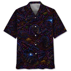 Midnight Feral Hog Neon Hawaiian Shirt