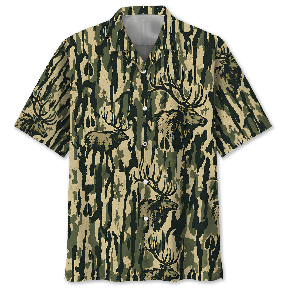 Elk Stripe Camouflage Hawaiian Shirt