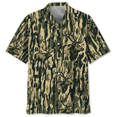 Elk Stripe Camouflage Hawaiian Shirt