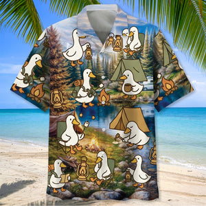 Funny Cute Goose Camping Hawaiian Shirt