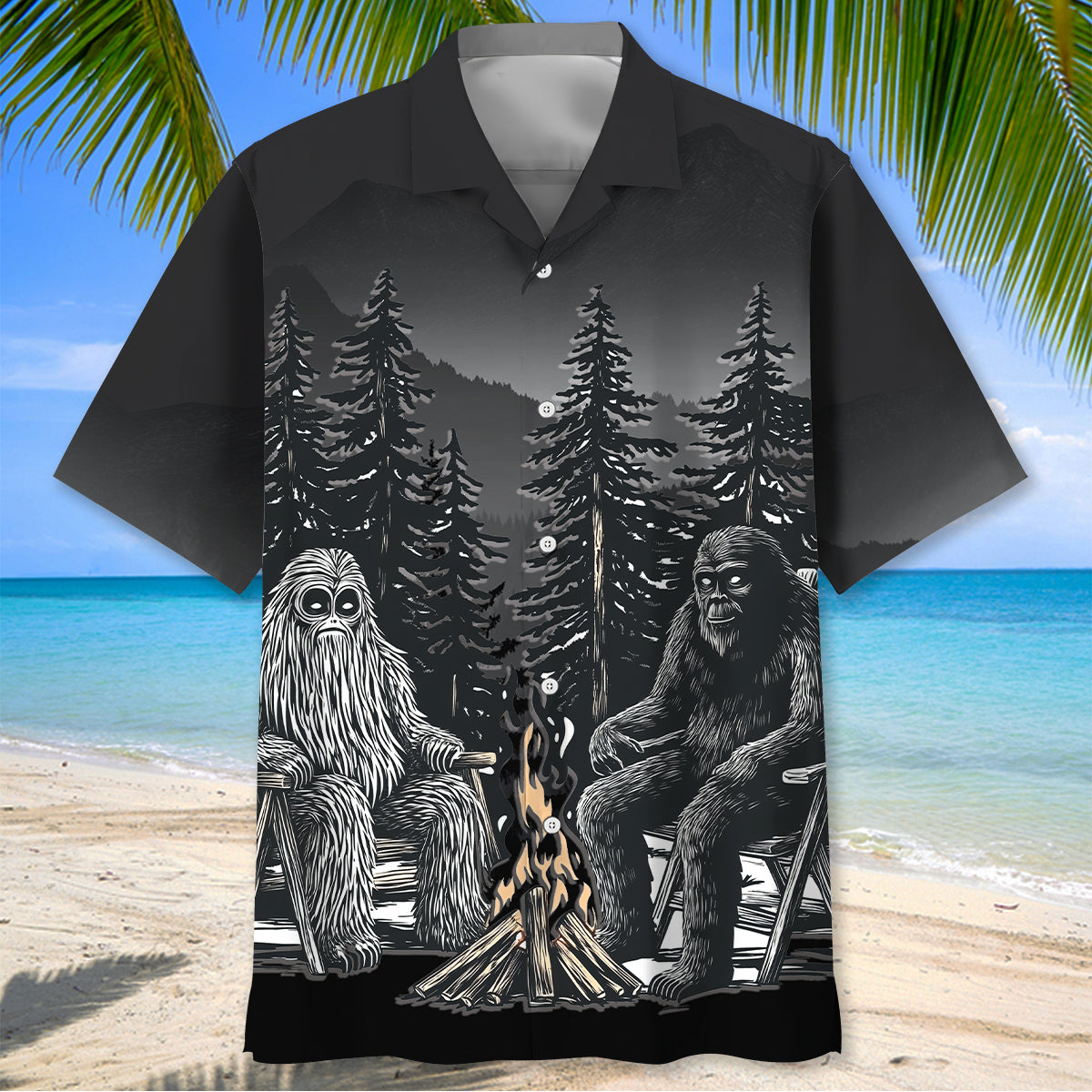 Dark Night Forest Camping Hawaiian Shirt