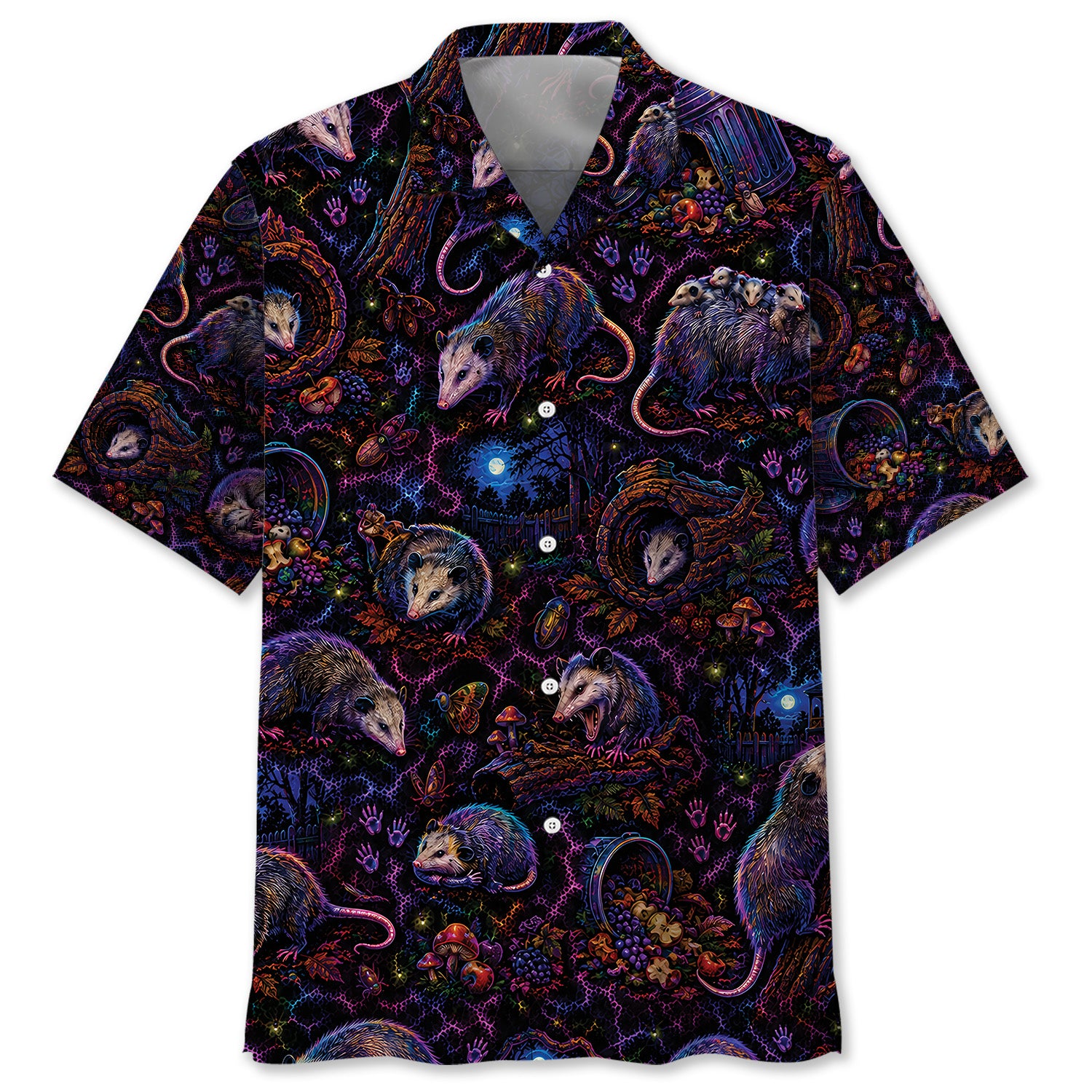Midnight Opossum Neon Hawaiian Shirt