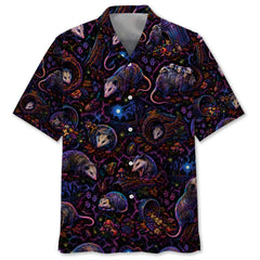 Midnight Opossum Neon Hawaiian Shirt