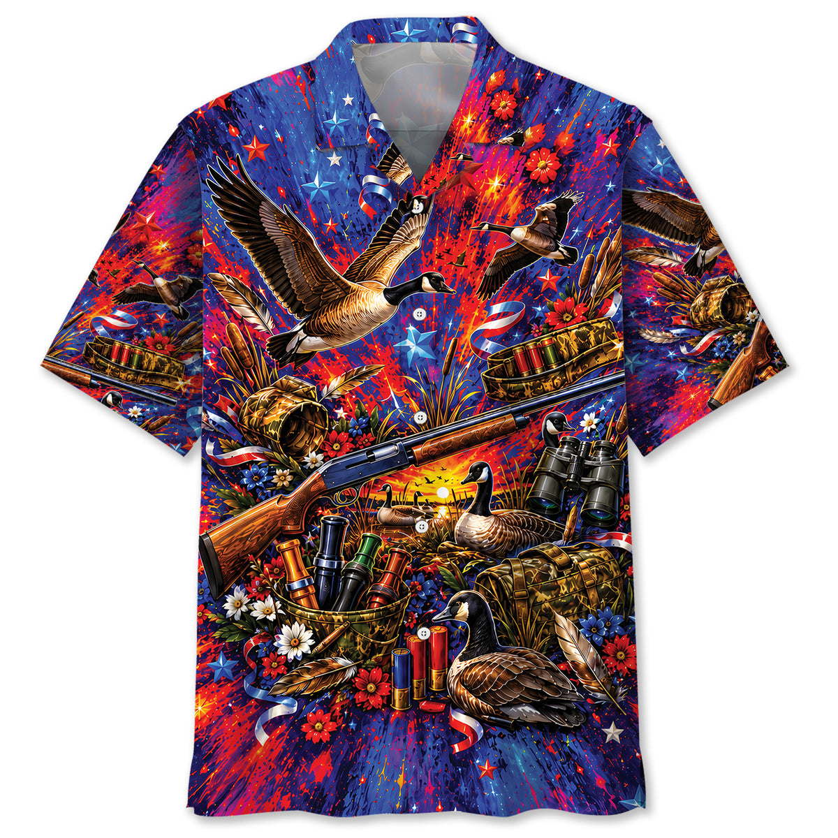 Colorful Goose Vintage Art Hawaiian Shirt
