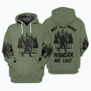 Not All Who Wander Are Lost Bigfoot Walking All Over Print Shirt