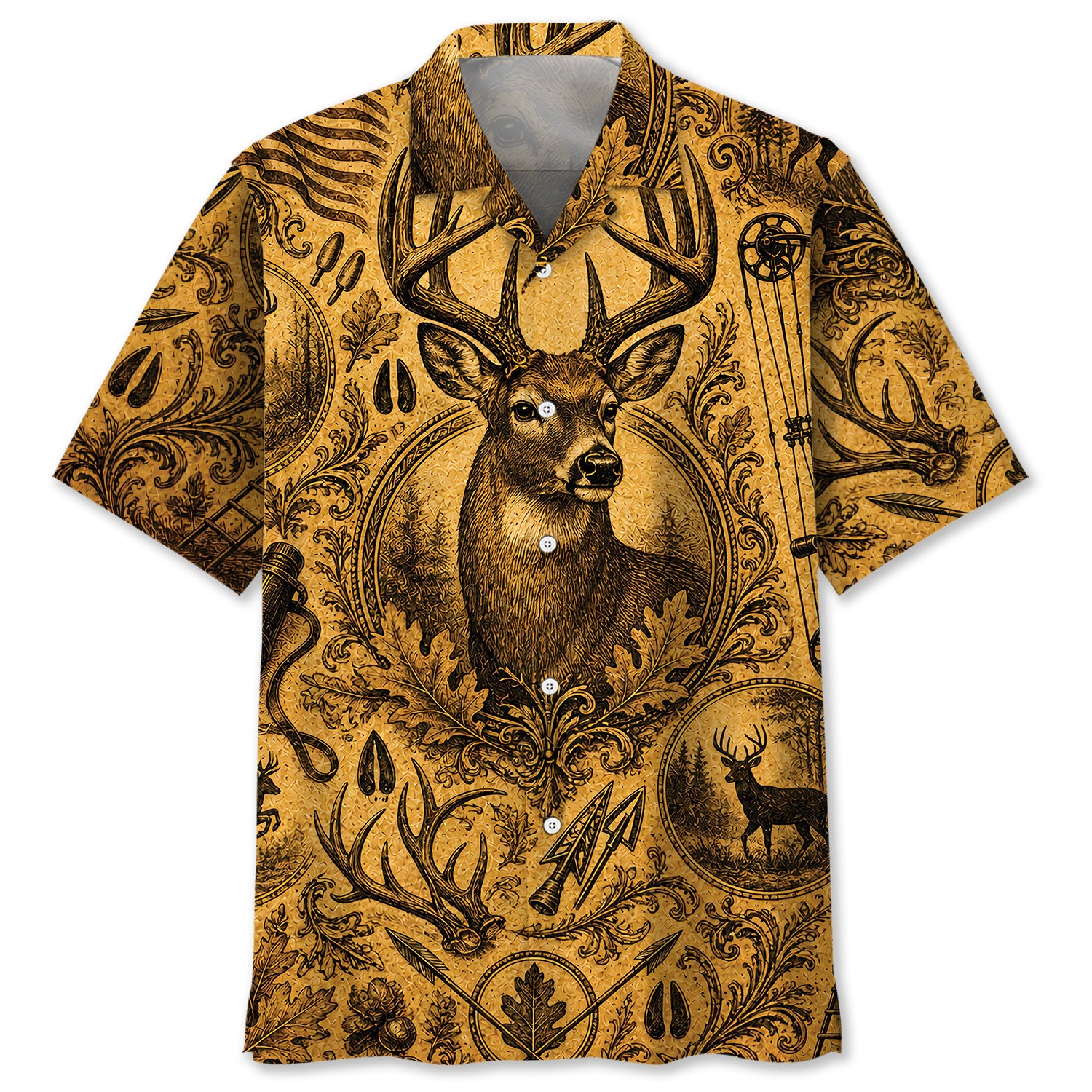 Whitetail Deer Hunting Legend Vintage Art Hawaiian Shirt