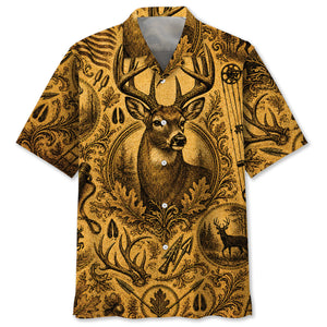 Whitetail Deer Hunting Legend Vintage Art Hawaiian Shirt