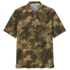 Deer Camouflage Graphic Pattern Hawaiian Shirt