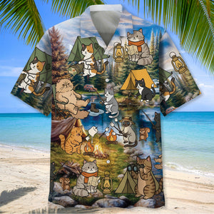 Funny Cat Campsite Hawaiian Shirt