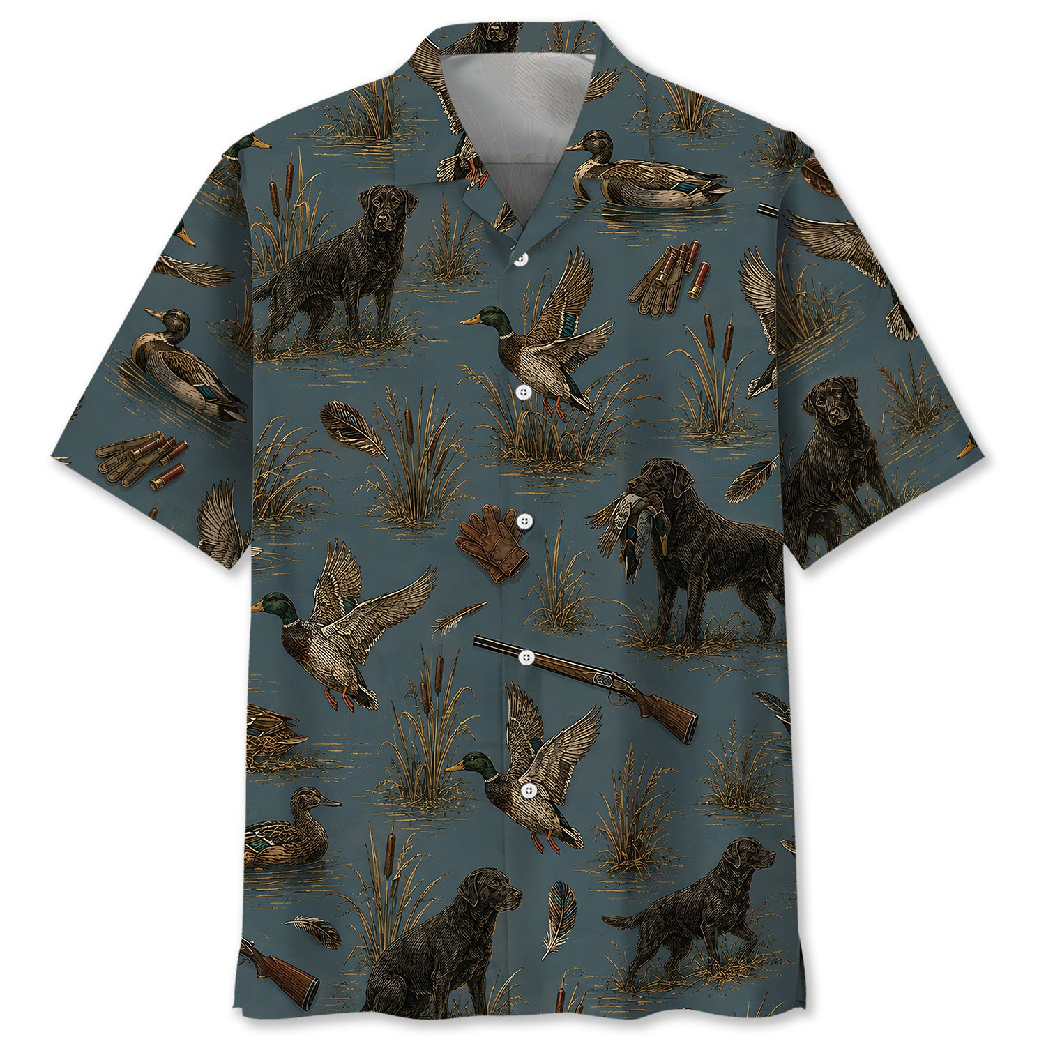 Vintage Slate Duck Hunt Hawaiian Shirt