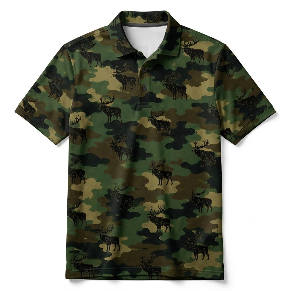 Elk Camouflage Millitary Men Polo Shirt