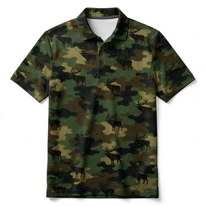 Elk Camouflage Millitary Men Polo Shirt