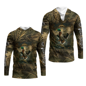 Mallard Duck Hunting Dark Camo All Over Print Shirt